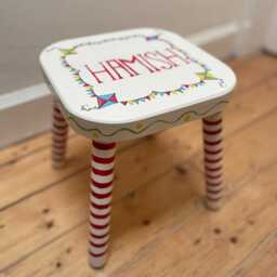 Personalised Hand-Painted Wooden Children's Stool - Nursery Decor - thumbnail 3