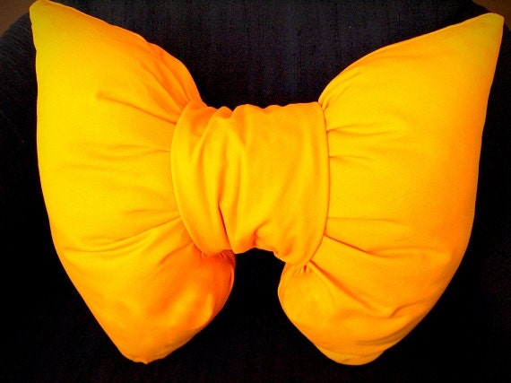 Handmade Unique Mustard Yellow Bow Shaped Pillow Home Decor - image 1