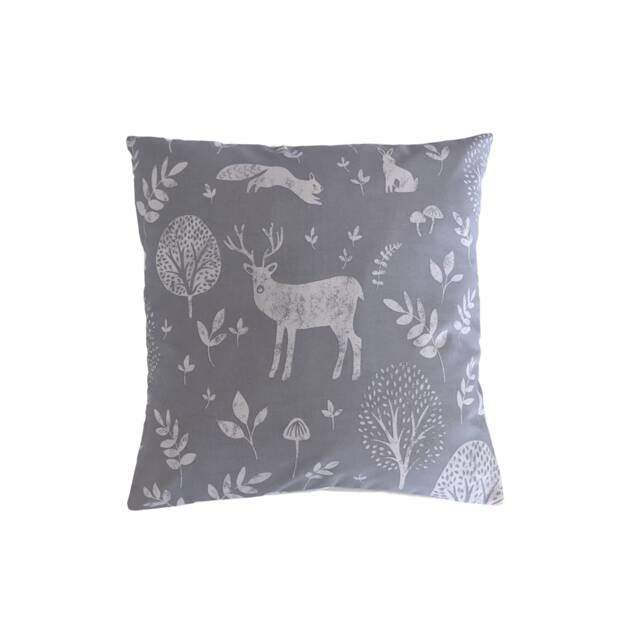 Cushion Cover in Grey Woodland Animals Print 16 - image 1