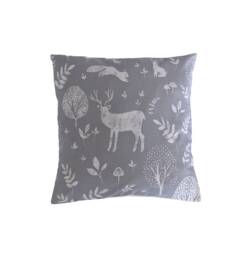 Cushion Cover in Grey Woodland Animals Print 16 - thumbnail 1