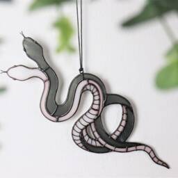 Snakes Decor Suncatcher Stained Glass Panel Gray Sun Catcher Picture Home House Window Wall Hangings Ornament Fathers Day Gift From Daughter - thumbnail 4