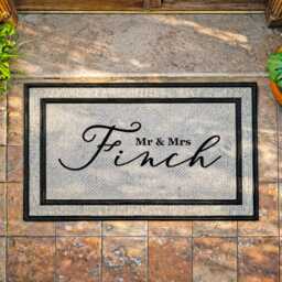 Personalized Newlywed Doormat - Washable Uv Print Family Name Rug - thumbnail 2