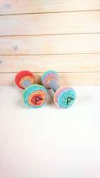 Crochet Dumbbell Set Personalized Baby Gym Toy, Montessori Sensory - thumbnail 1