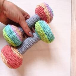 Crochet Dumbbell Set Personalized Baby Gym Toy, Montessori Sensory - thumbnail 3