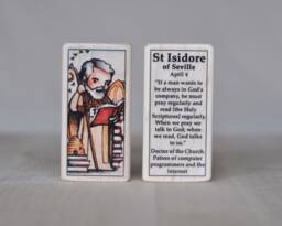 st Isidore Of Seville Patron Saint Block With Gift Bag // The Internet & Computer Programmers Catholic Toys By Almondrod