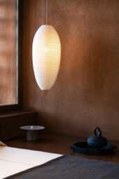 Oscar Linen Pendant Light Shade Capsule Hanging Lamp, Japandi Home Decor