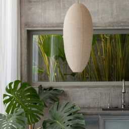 Oscar Linen Pendant Light Shade Capsule Shape Hanging Lamp, Taupe Or Off-White Japandi Home Decor - thumbnail 3