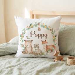 Personalised Woodland Milestone Blanket, Custom Nursery Cushion, Book & Plaque - thumbnail 2