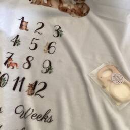 Personalised Woodland Baby Milestone Blanket Soft Flannel Nursery Decor - thumbnail 2