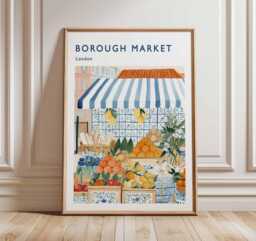 Borough Market Poster London Food Travel Print - thumbnail 1