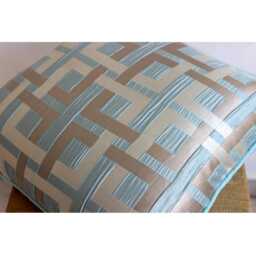 "Jacquard Weave Teal Blue Sofa Throw 16""x16" - thumbnail 2