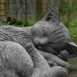 Curled Kitten Figurine Stone Cat Statue Outdoor Kitty Sculpture Concrete Pet Ornament Handmade Decoration Cat Lover Gift Yard Art - thumbnail 3