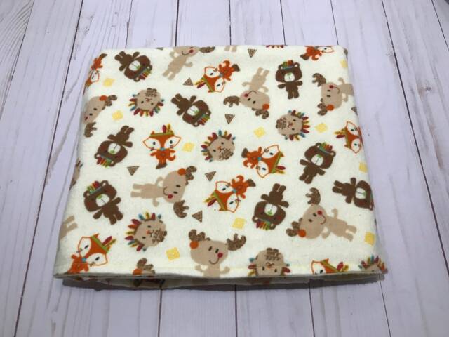 Reversible Baby Blanket, Flannel, Animals & Friends Blanket, Multi Colored Boy Girl Neutral - image 1