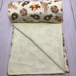 Reversible Baby Blanket, Flannel, Animals & Friends Blanket, Multi Colored Boy Girl Neutral - thumbnail 3