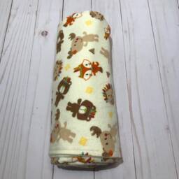 Reversible Baby Blanket, Flannel, Animals & Friends Blanket, Multi Colored Boy Girl Neutral - thumbnail 2