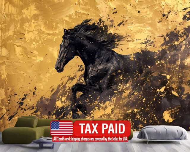 Vintage Chinoiserie Horse Wallpaper Mural, Peel & Stick Wall Decal - image 1