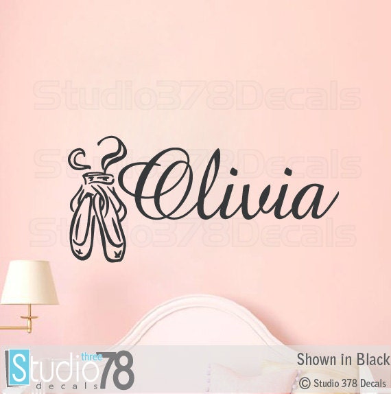 Personalized Ballet Slippers Wall Decal - Girls Dance Room Decor - image 1