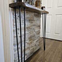 Rustic Narrow Console Table Handmade Radiator Cover With Hairpin Legs - thumbnail 3