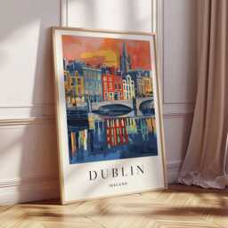 Dublin Cityscape Poster Ireland Travel Print, Minimalist Wall Art - thumbnail 3