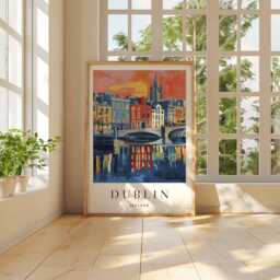 Dublin Cityscape Poster Ireland Travel Print, Minimalist Wall Art - thumbnail 2