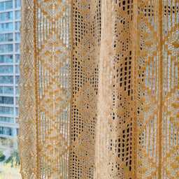 Romantic Crochet Curtain Boho Cotton Window Drape - thumbnail 1