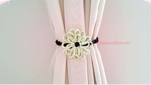 Dahlia Flower Curtain Tiebacks Handmade Nursery Decor, Floral Babyshower Tieback, Baby Room Decoration, Set Of 2 - image 1