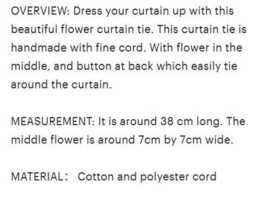 Dahlia Flower Curtain Tiebacks Handmade Nursery Decor, Floral Babyshower Tieback, Baby Room Decoration, Set Of 2 - thumbnail 4