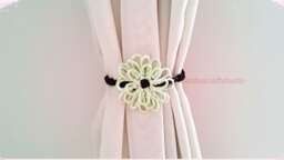Dahlia Flower Curtain Tiebacks Handmade Nursery Decor, Floral Babyshower Tieback, Baby Room Decoration, Set Of 2 - thumbnail 1