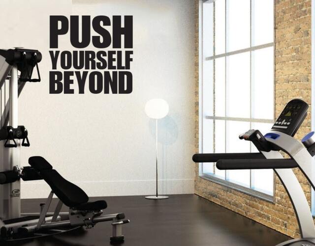 "Push Yourself Beyond, Wall Decor Vinyl Decal Gym Workout Motivation Quote 23""x24.5" - image 1