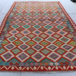 6'7x9'11 Turkmen Tribal Maimana Oriental Kilim Rug, Afghan Chubi Flatweave Area Brand Kilim, Rug For Bedroom, Livingroom Rug - thumbnail 2