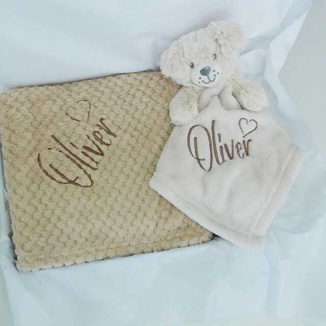Personalised Embroidered Super Soft Waffle Blanket, Comforter New Born Baby Boy, Girl Gift - image 1