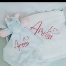 Personalised Embroidered Super Soft Waffle Blanket, Comforter New Born Baby Boy, Girl Gift - thumbnail 2