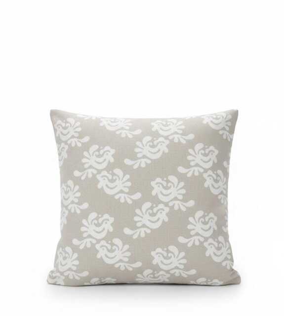 Blue Linen Pillow Cover Woven Folk Motif Cushion, Rustic Home Decor - image 1