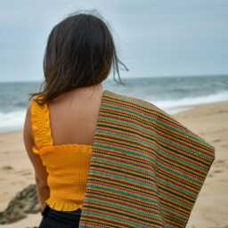 Yellow Woven Throw Blanket - Durable Sofa Cover Boho Bedspread Portuguese Recycled Cotton Sustainable Modern Traditional Home Decor