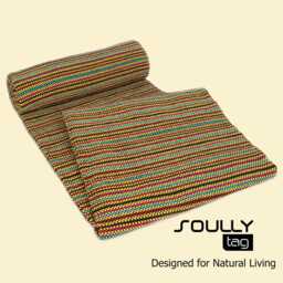 Yellow Woven Throw Blanket - Durable Sofa Cover Boho Bedspread Portuguese Recycled Cotton Sustainable Modern Traditional Home Decor - thumbnail 4