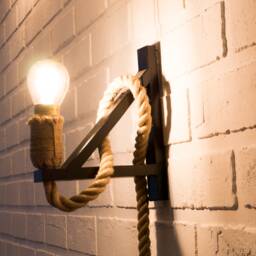 Wall Rope Sconce Handmade Wooden Loft Style Rustic Primitive Rope Lamp - thumbnail 2