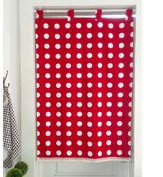 Red Polka Dot Cafe Curtain, Kids Nursery Valance - thumbnail 1