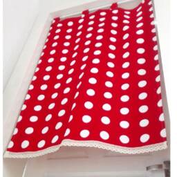 Red Polka Dot Cafe Curtain, Kids Nursery Valance - thumbnail 2