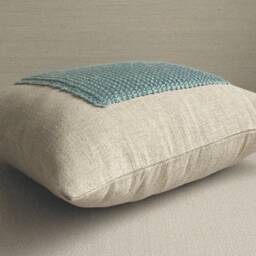 Color Block Linen Knit Pillow Cover in Duck Egg Blue Flax Beige 16 Inch Decorative Wool Cushion Garter Stitch - thumbnail 2