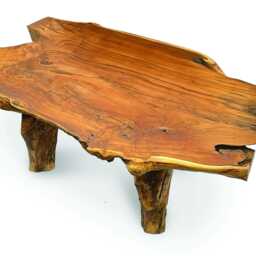 Rectangular Teak Root Coffee Table With Rustic Base - thumbnail 2