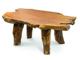Rectangular Teak Root Coffee Table With Rustic Base