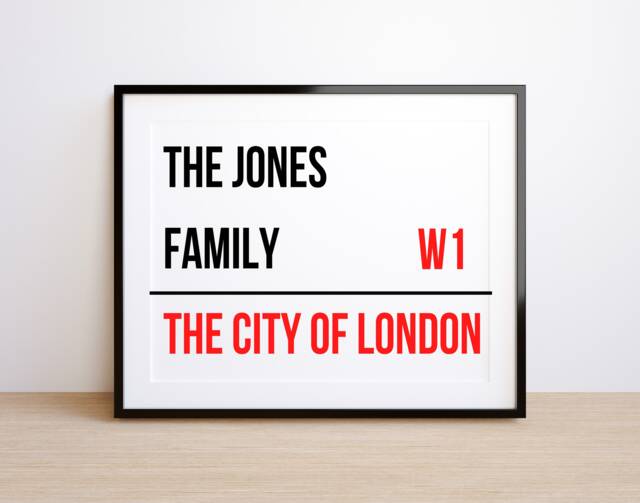 London Street Name Personalised Sign Print - Address -Family Gift Home D??cor- London Postcode - image 1
