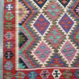 Multicolour Kilim Rug, Handmade Artisan Afghan Turkish Persian Navajo Scandinavian Bohemian Flatweave Natural Wool Rug 152x103 cm - thumbnail 2