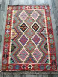 Multicolour Kilim Rug, Handmade Artisan Afghan Turkish Persian Navajo Scandinavian Bohemian Flatweave Natural Wool Rug 152x103 cm - thumbnail 1