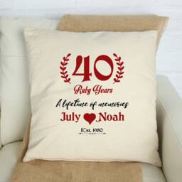 40 Ruby Years Cushion Cover/Personalised Wedding Anniversary Gift Red 40Th Present Grandma & Grandad - thumbnail 1