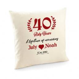 40 Ruby Years Cushion Cover/Personalised Wedding Anniversary Gift Red 40Th Present Grandma & Grandad - thumbnail 2