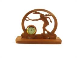 Badminton Desk Clock Handmade From Cherry Wood By Kevskrafts, Tennis, Racquetball, Racketball - thumbnail 1
