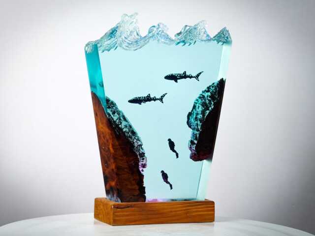 Premium Whale Ocean Lamp - Handmade Spirit Resin Inspired Crystal Light, Deep Sea Epoxy Art & Unique Gift For Nature Lovers - image 1