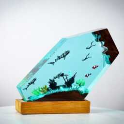 Premium Whale Ocean Lamp - Handmade Spirit Resin Inspired Crystal Light, Deep Sea Epoxy Art & Unique Gift For Nature Lovers - thumbnail 2