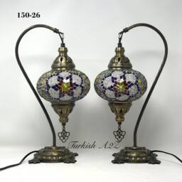 Pair Of Swan Neck Mosaic Table Lamp, Large Globe, Id150 - thumbnail 4